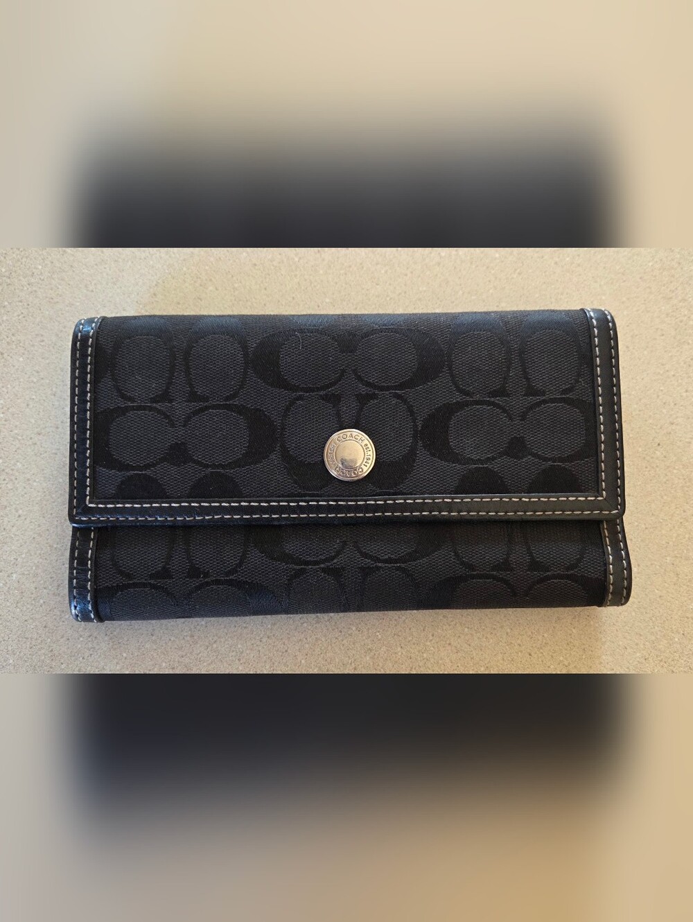 Coach Black Signature Snap Wallet